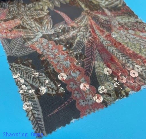 digital print fabric with sequin.pic